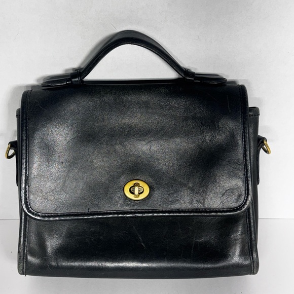 Vintage Coach Court Bag Black Leather Satchel Handbag 7205 No crossbody strap - Picture 2 of 15